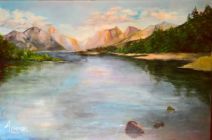 Glacier National Park, 36"w x 24"h, Oil Painting by Andrea Larmor